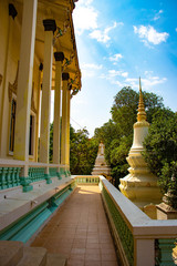 A beautiful view of buddhist temple at Phnom Penh, Cambodia.