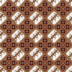 Seamless flower pattern design on Javanese batik with simple soft brown color