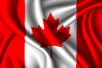 Canada national flag of silk. Template for your design