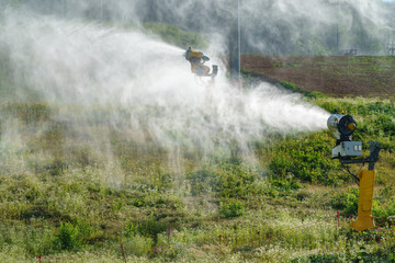 The snow gun on the hillside works in the summer for prevention.
