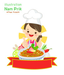 Nam Prik  Thai Chili  Paste Sauce Vector