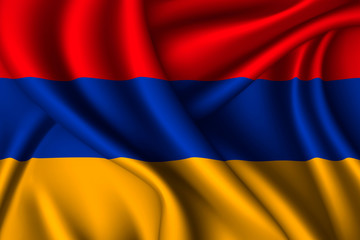 Fototapeta premium armenia national flag of silk. Template for your design