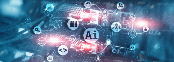 Artificial Intelligence Panoramic Background. For your business project. Ai Technology 2020.