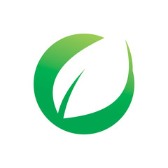 green nature circle leaf logo design