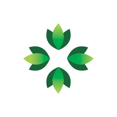 green nature leaf circle group logo design