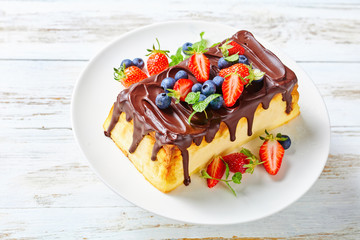 Cheesecake of cottage cheese with chocolate on top