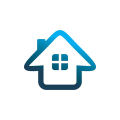 blue color real estate housing office logo design