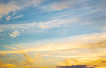 sunset light on blue sky and cloud
