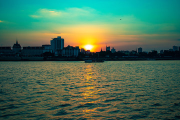 Fototapeta premium A beautiful view of Mekong Riverside at Phnom Penh, Cambodia.