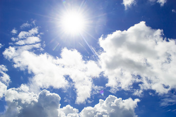 Naklejka na ściany i meble sun with blue sky and cloud