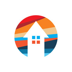 creative full color real estate office house logo design