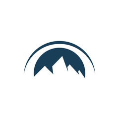 circle blue mountain logo design