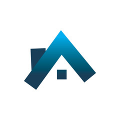 blue roof top real estate logo design