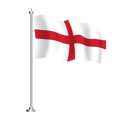 England Flag. Isolated Wave Flag of England Country.