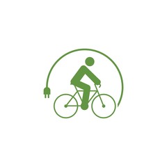 Green Electric bike or e-bike logo design isolated on white background
