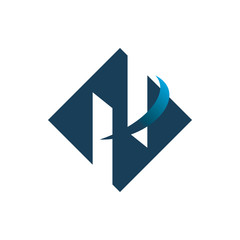 letter h blue diamond logo design