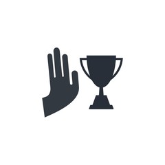 No gesture and cup. Refuse reward. Vector icon isolated on white background.