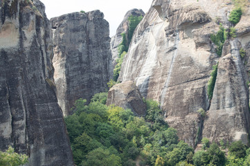 Rock Cliff Formations in Meteora, Greece