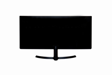 Blank computer screen in office room for copy space. Modern flat screen monitor. Personal computer display isolated on white background. advertise screen. clipping path