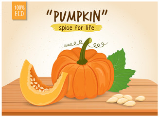pumpkin vector illustration on light brown background