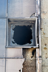 Traces from fire on building