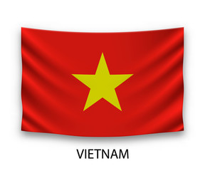 Hanging silk flag vietnam