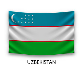 Hanging silk flag uzbekistan