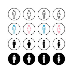 Set of Man and woman icon vector. Toilet sign. Man and woman restroom sign vector. Male and female icon