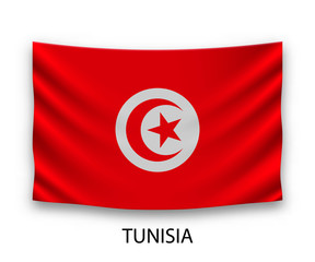 Hanging silk flag Tunisia