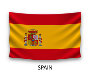 Hanging silk flag Spain