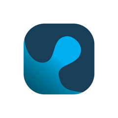 cube blue fluid logo design