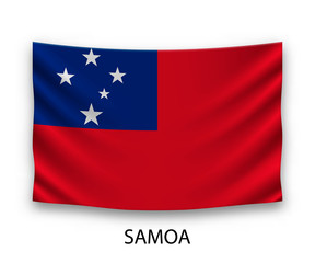 Hanging silk flag Samoa
