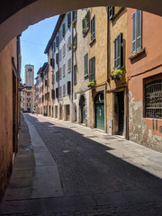 Fototapeta na wymiar Typical street in Brescia Old Town, Lombardy, Italy.