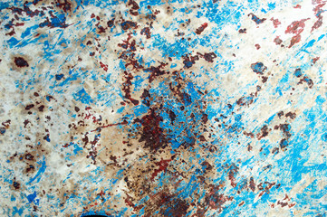 rusty grunge on steel with blue background