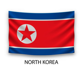 Hanging silk flag north korea