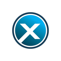 blue circle letter x logo design