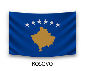 Obraz premium Hanging silk flag Kosovo