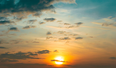 Naklejka na ściany i meble sunset with blue sky and cloud