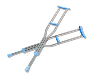 crutches for walking isolated on white background, clipping path