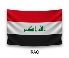 Naklejka premium Hanging silk flag Iraq