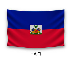 Obraz premium Hanging silk flag Haiti