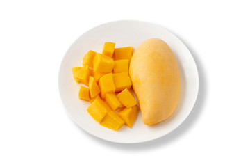 fresh ripe mango  isolated on white background, Thai dessert, clipping path