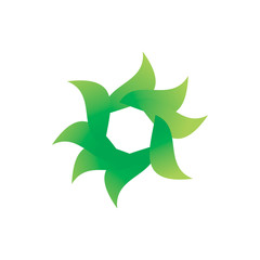 circle green nature leaf group spin logo design