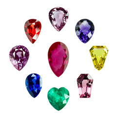 Fototapeta premium Bright gems isolated on a white background