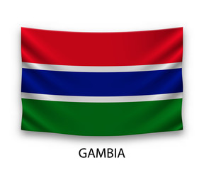 Hanging silk flag Gambia
