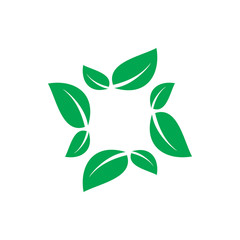 square nature leaf  frame logo design