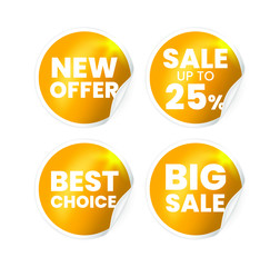 Set of High Quality Realistic Golden Labels on White Background . Isolated Vector Elements
