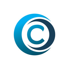 blue color letter c circle ring logo design