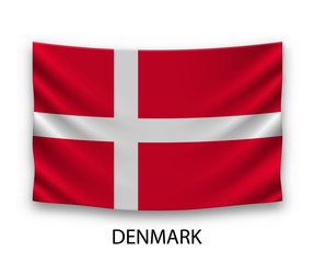 Fototapeta premium Hanging silk flag Denmark