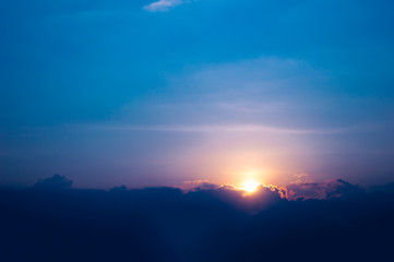 sun up to sky with cloud foreground